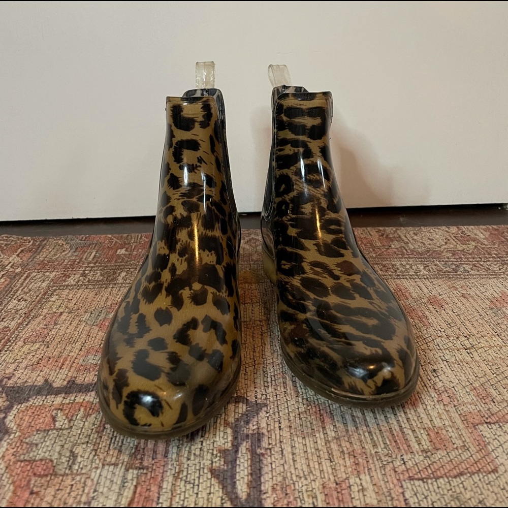 J Crew Chelsea Leopard Rain Boots